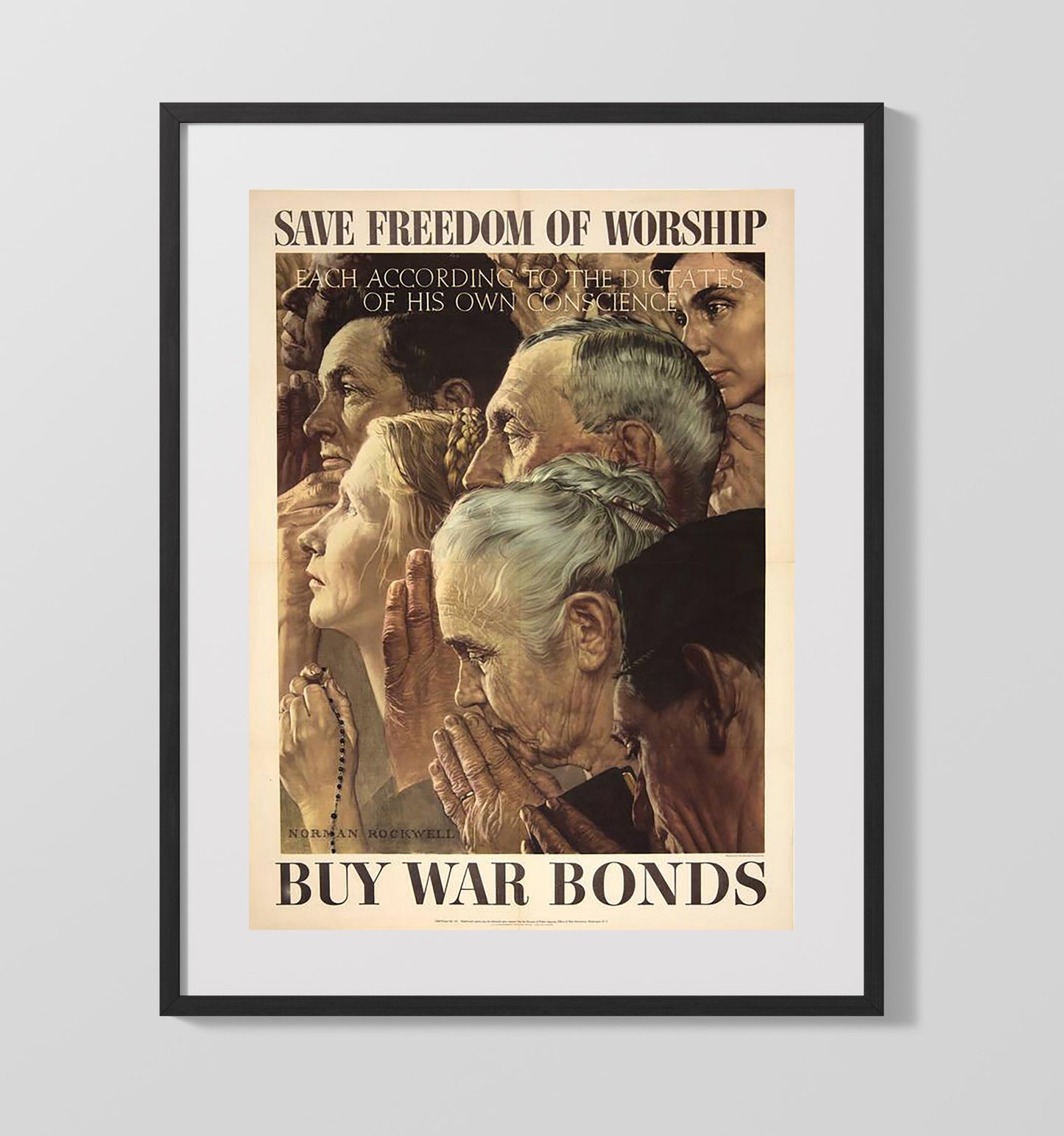 Save Freedom of Worship Buy War Bonds war poster wall art 16x20 Gallery Frame