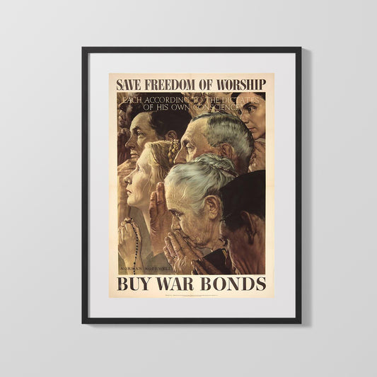 Vintage War Poster - Save Freedom of Worship Buy War Bonds