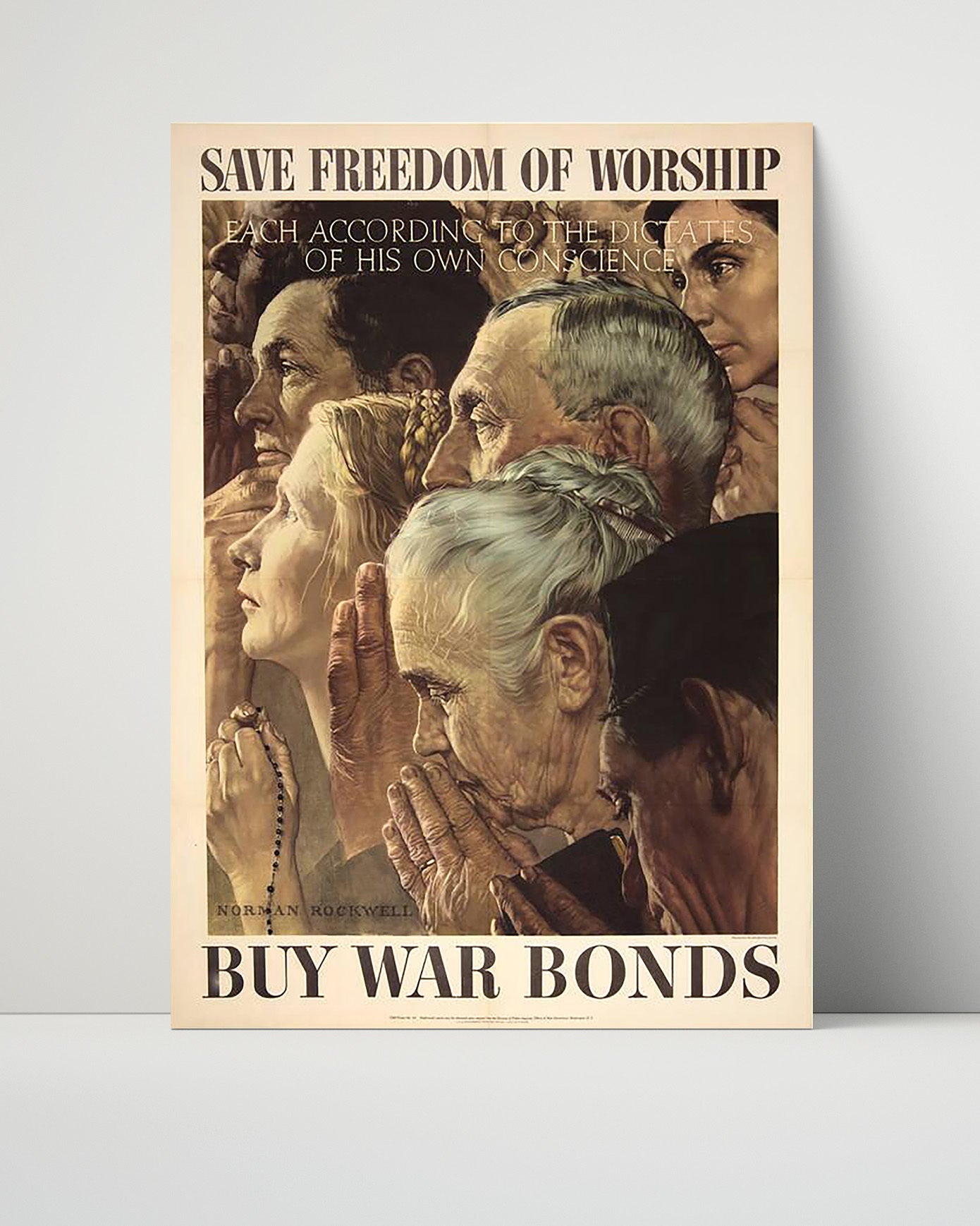 Vintage War Poster - Save Freedom of Worship Buy War Bonds
