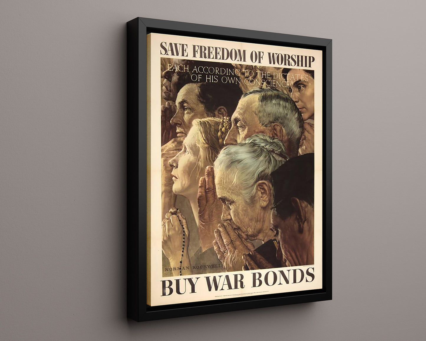 Vintage War Poster - Save Freedom of Worship Buy War Bonds