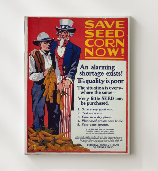 Save Seed Corn Now vintage war poster canvas wall art 20x24 Canvas