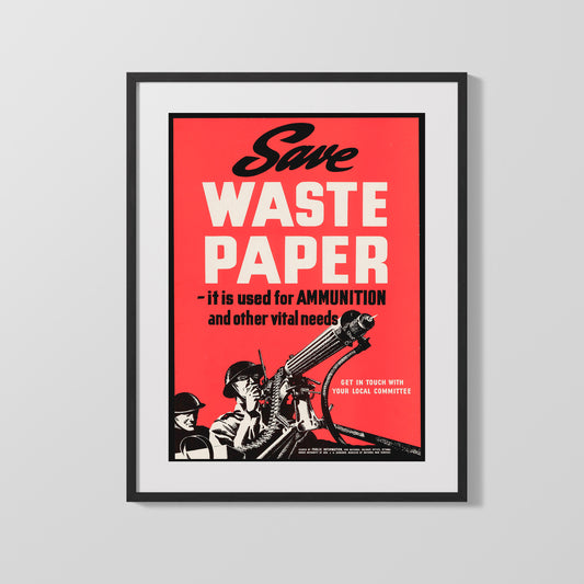 Vintage War Poster - Save Waste Paper