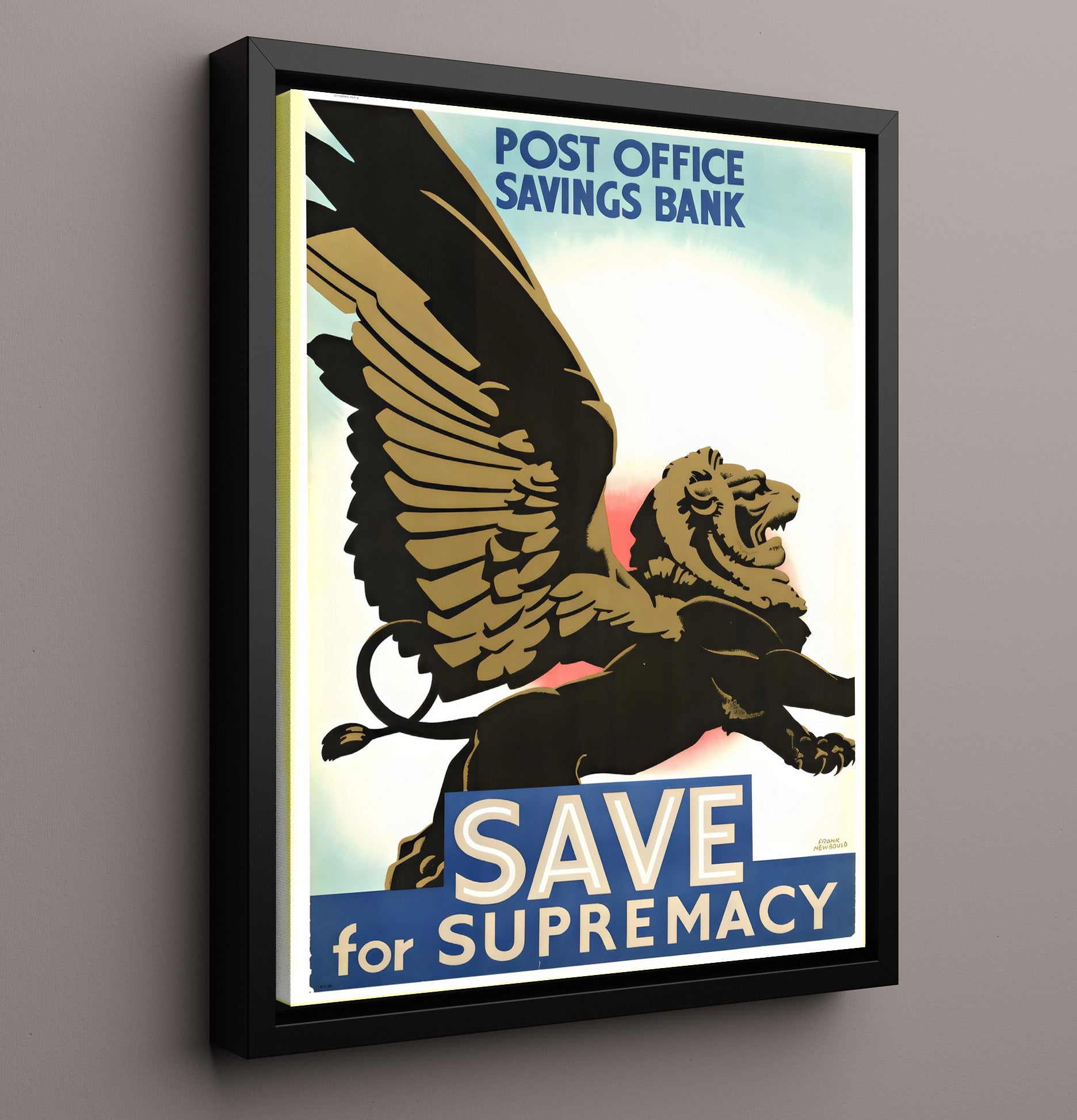 Vintage War Poster - Save for Supremacy - Lions Share Vintage War Wall Art - 16x20 Framed Canvas