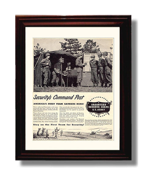 Vintage War Poster - Securitys Command Post Vintage War Wall Art - 8x10 Beveled Frame