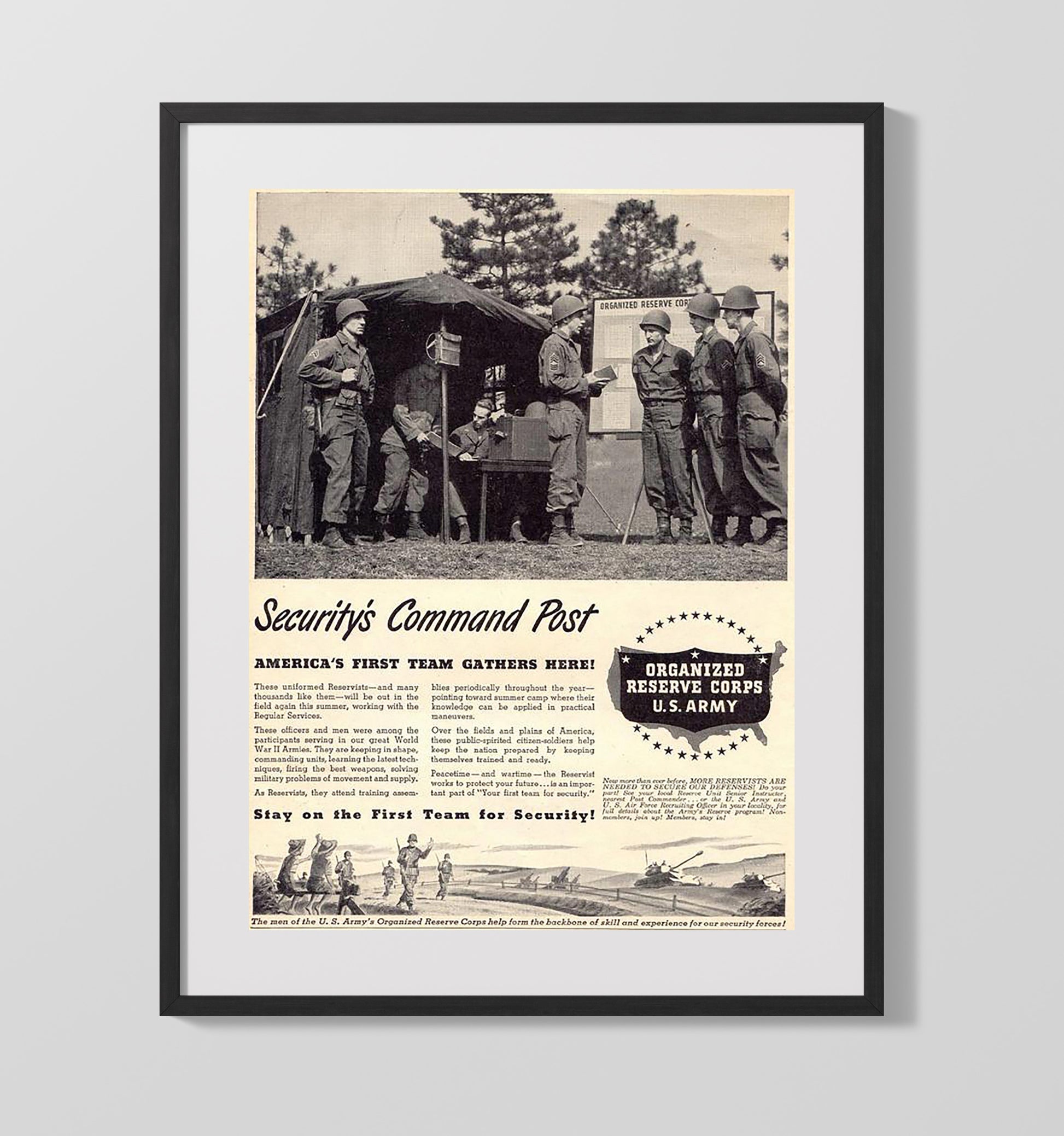 Security's Command Post war poster wall art 16x20 Gallery Frame