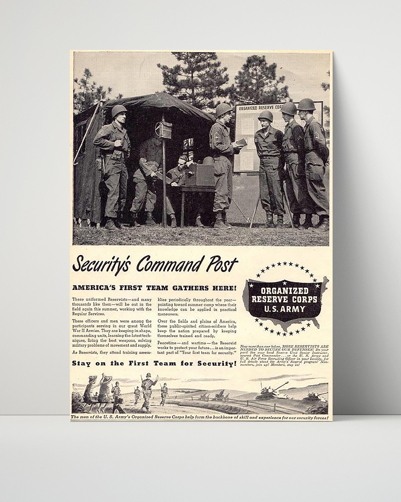 Vintage War Poster Unframed- Securitys Command Post