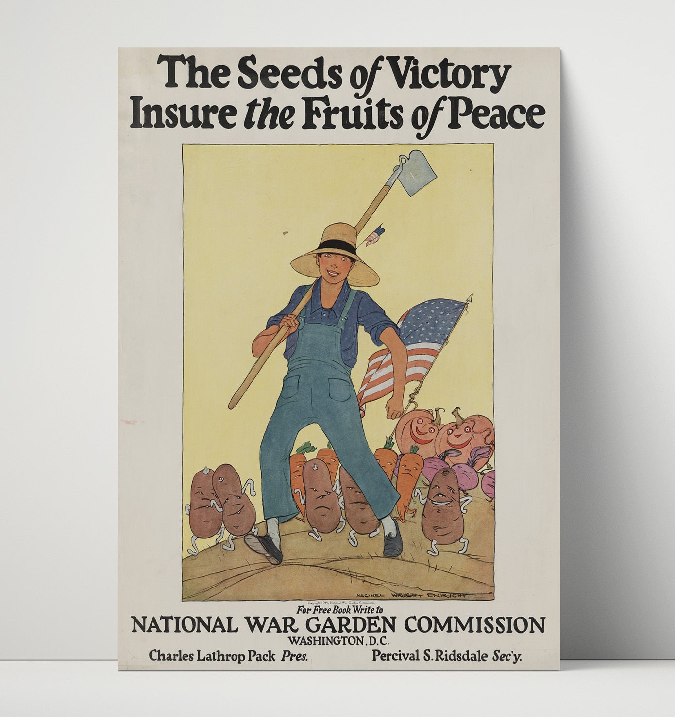 Vintage War Poster - Seeds of Victory Insure the Fruits of Peace from the War Garden Commission Vintage War Wall Art - 16x20 Unframed Print