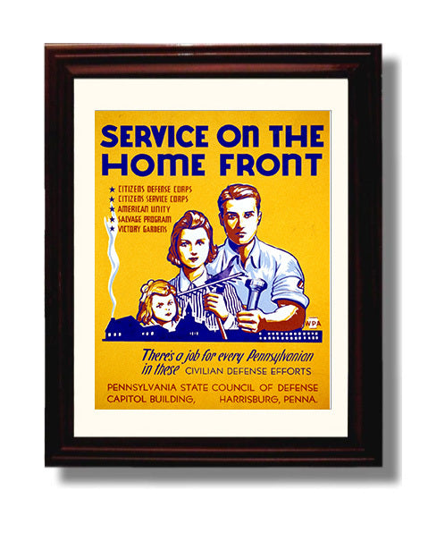Service on the Home Front in Pennsylvania war poster wall art 8x10 Beveled Frame