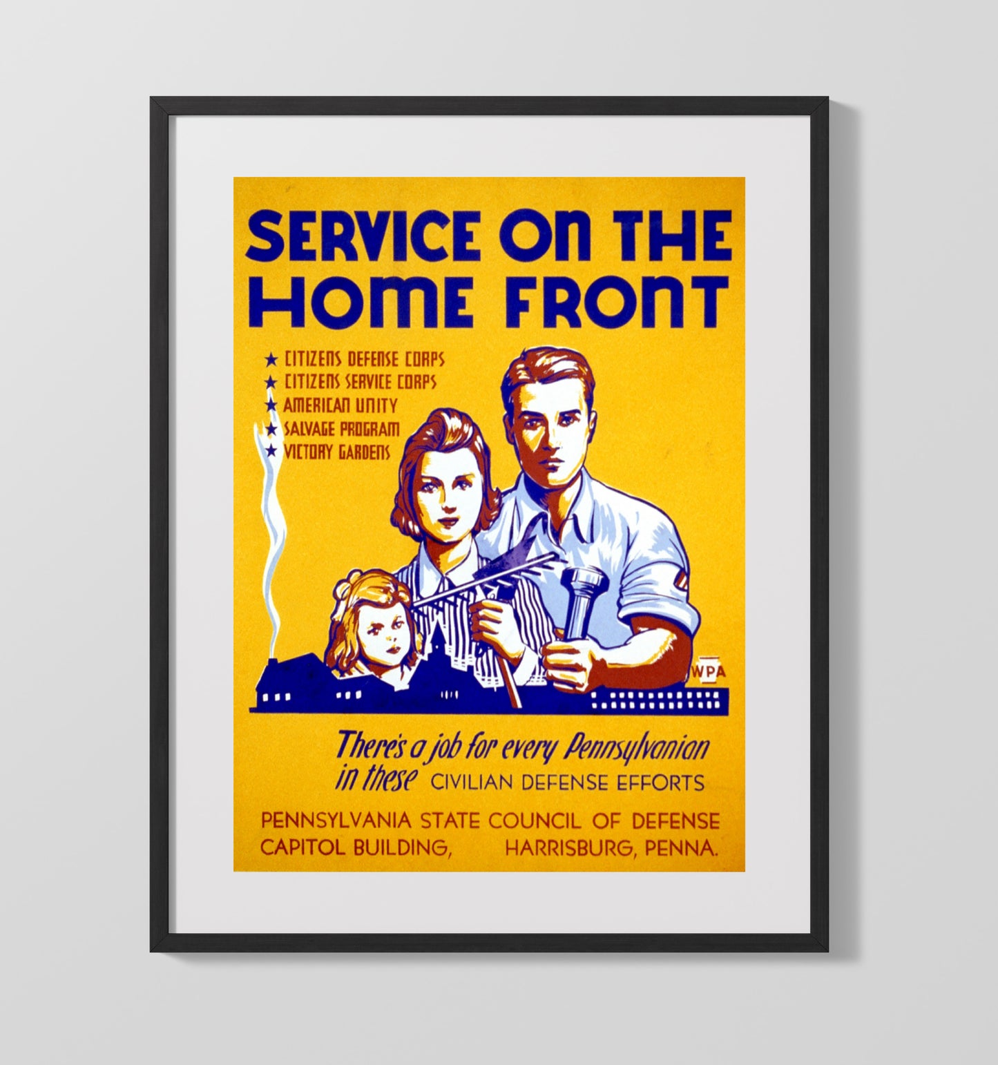 Service on the Home Front in Pennsylvania war poster wall art 16x20 Gallery Frame