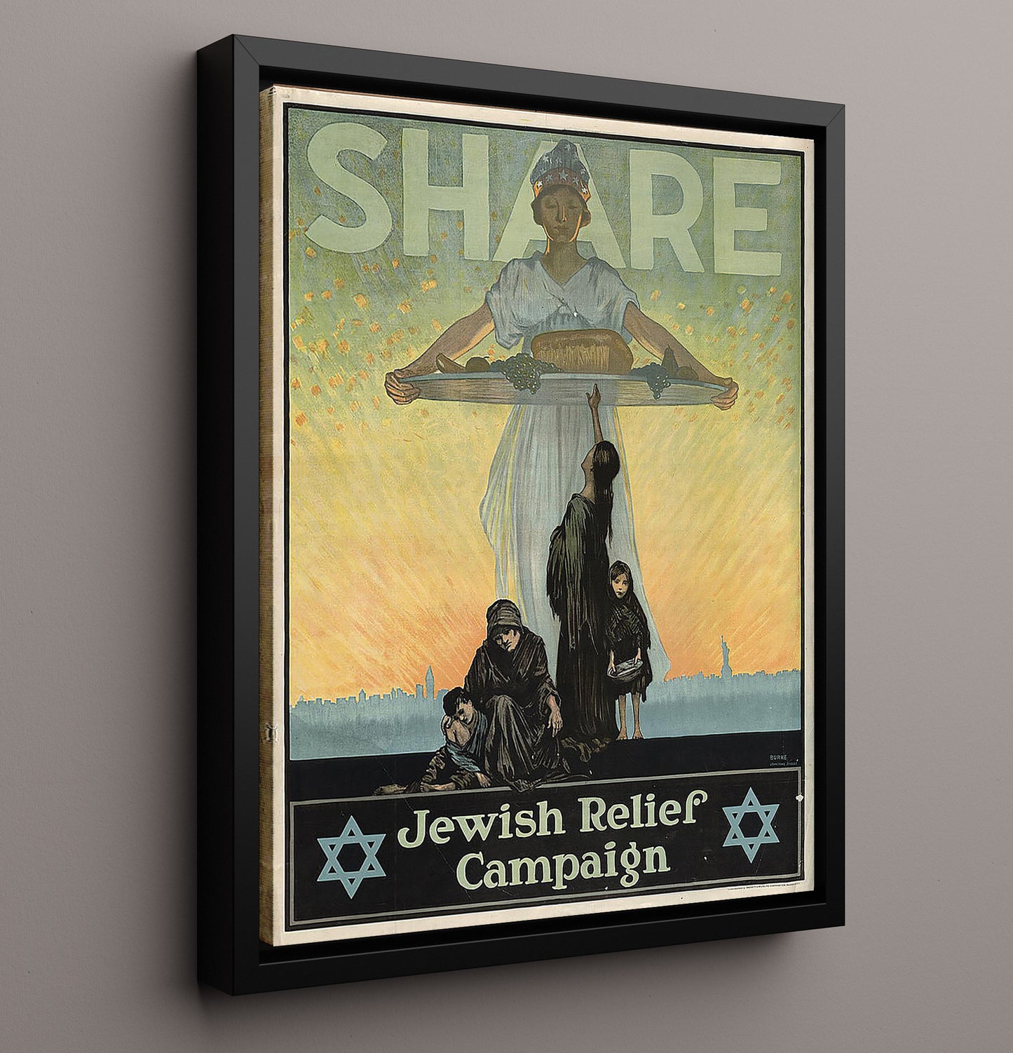 Share in the Jewish Relief Campaign war poster wall art 16x20 Framed Canvas