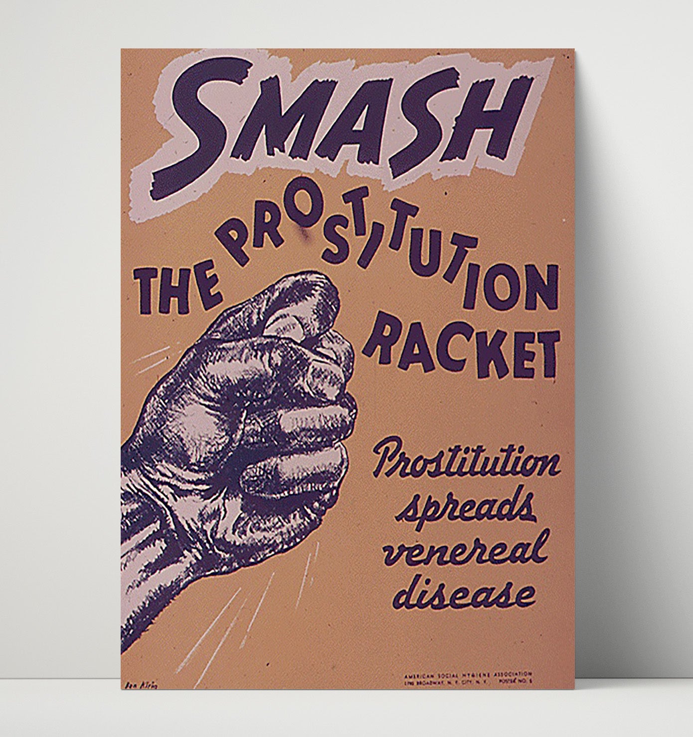 Smash The Prostitution Racket war poster wall art 16x20 Unframed Print