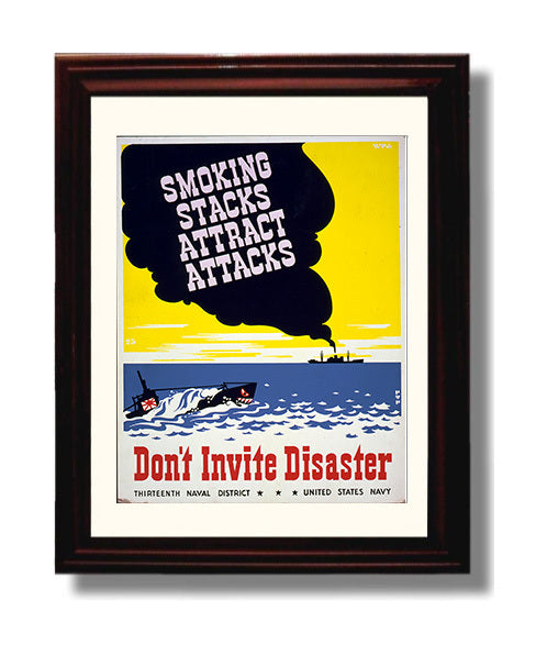 Vintage War Poster - Smoking Stacks Attract Attacks