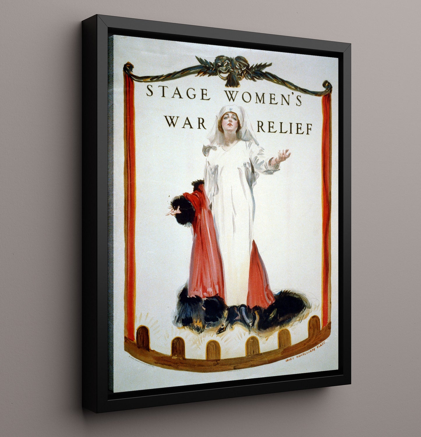 Stage Women's War Relief war poster wall art 16x20 Framed Canvas