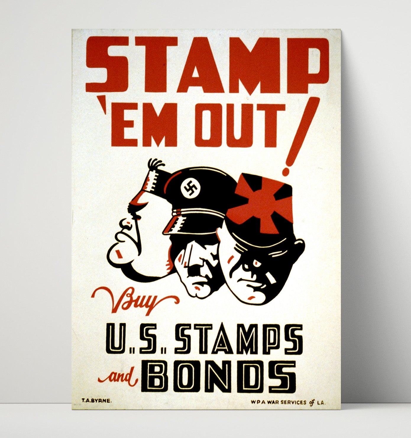 Vintage War Poster - Stamp Em Out Invest in US Bonds Vintage War Wall Art - 16x20 Unframed Print