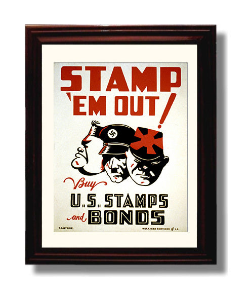 Stamp 'Em Out Invest in U.S. Bonds war poster wall art 8x10 Beveled Frame