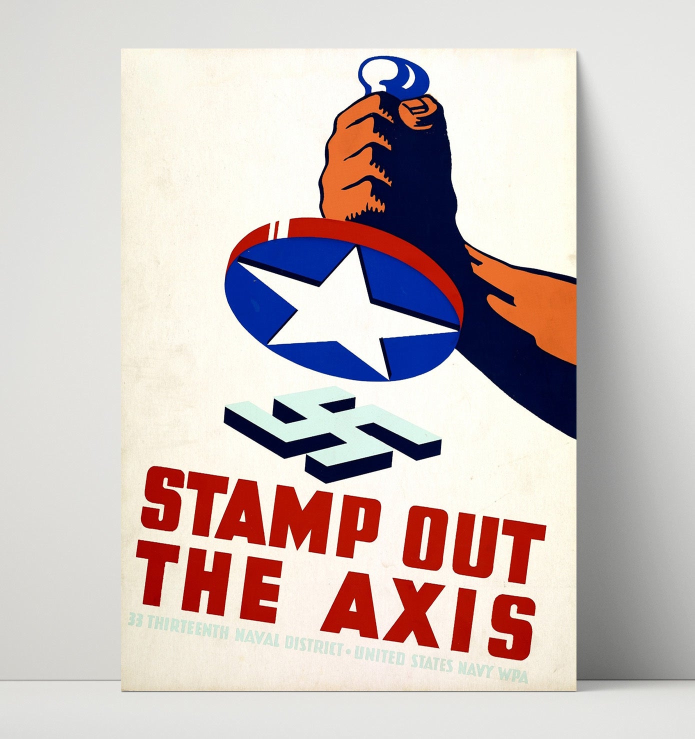 Vintage War Poster - Stamp Out Axis - Crush Em Vintage War Wall Art - 16x20 Unframed Print