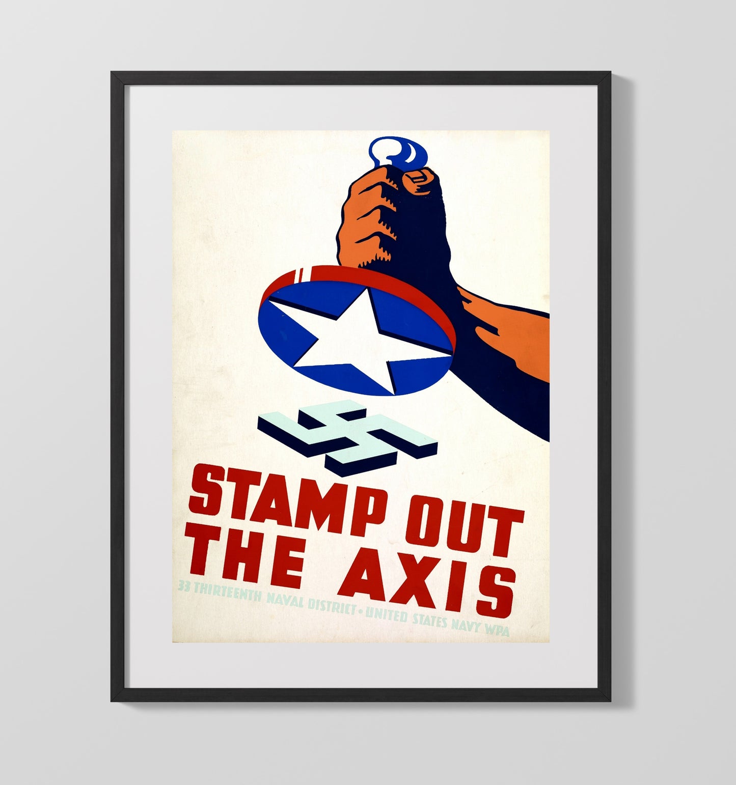 Vintage War Poster - Stamp Out Axis - Crush Em Vintage War Wall Art - 16x20 Gallery Frame