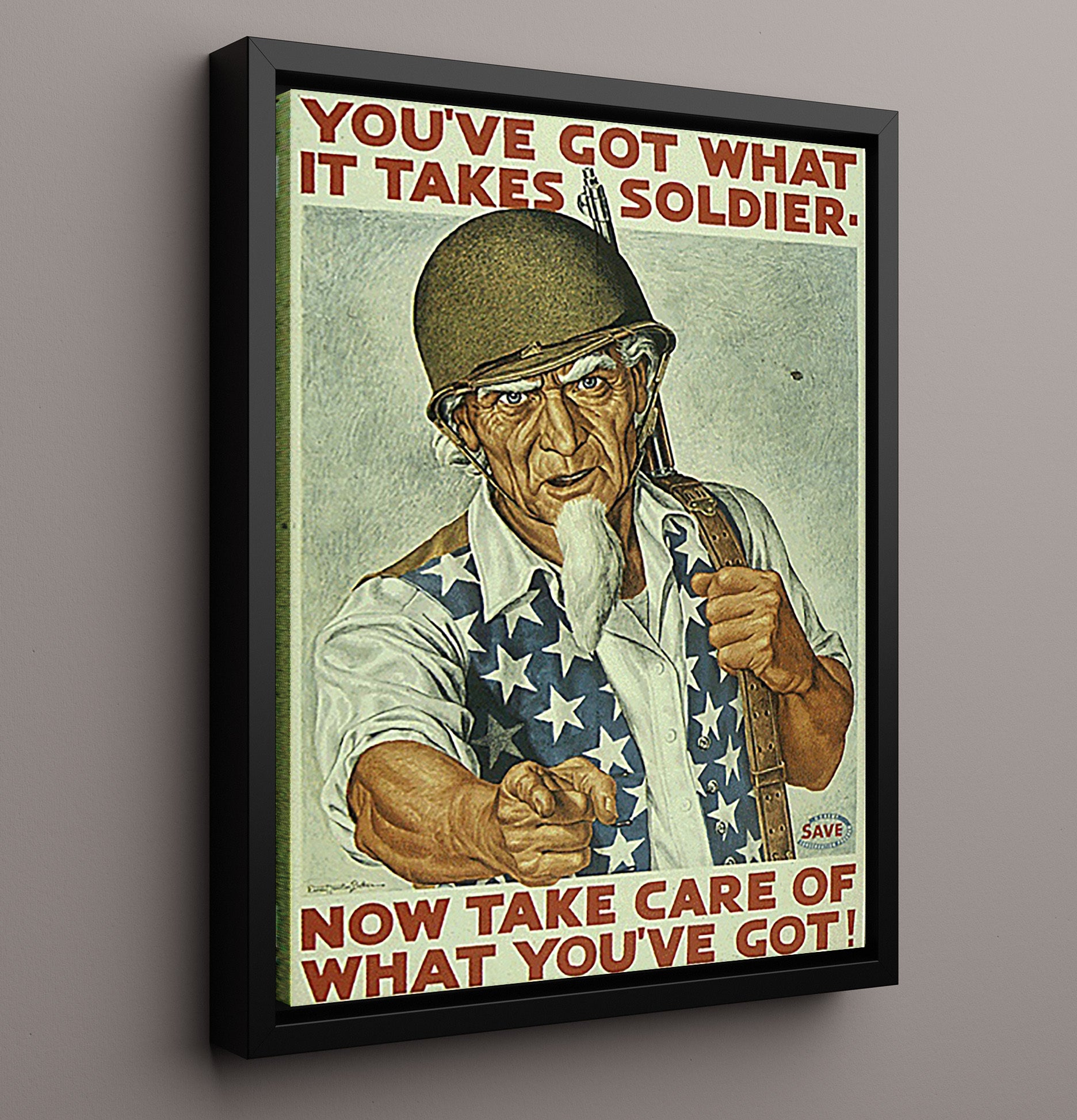 Vintage War Poster - Take Care of What Youve Got Vintage War Wall Art - 16x20 Framed Canvas