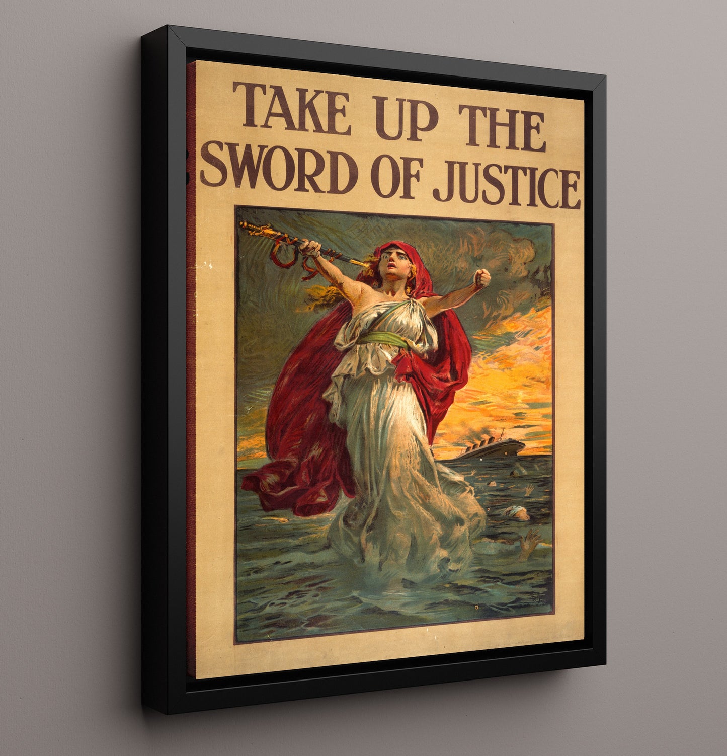 Take Up The Sword of Justice war poster wall art 16x20 Framed Canvas