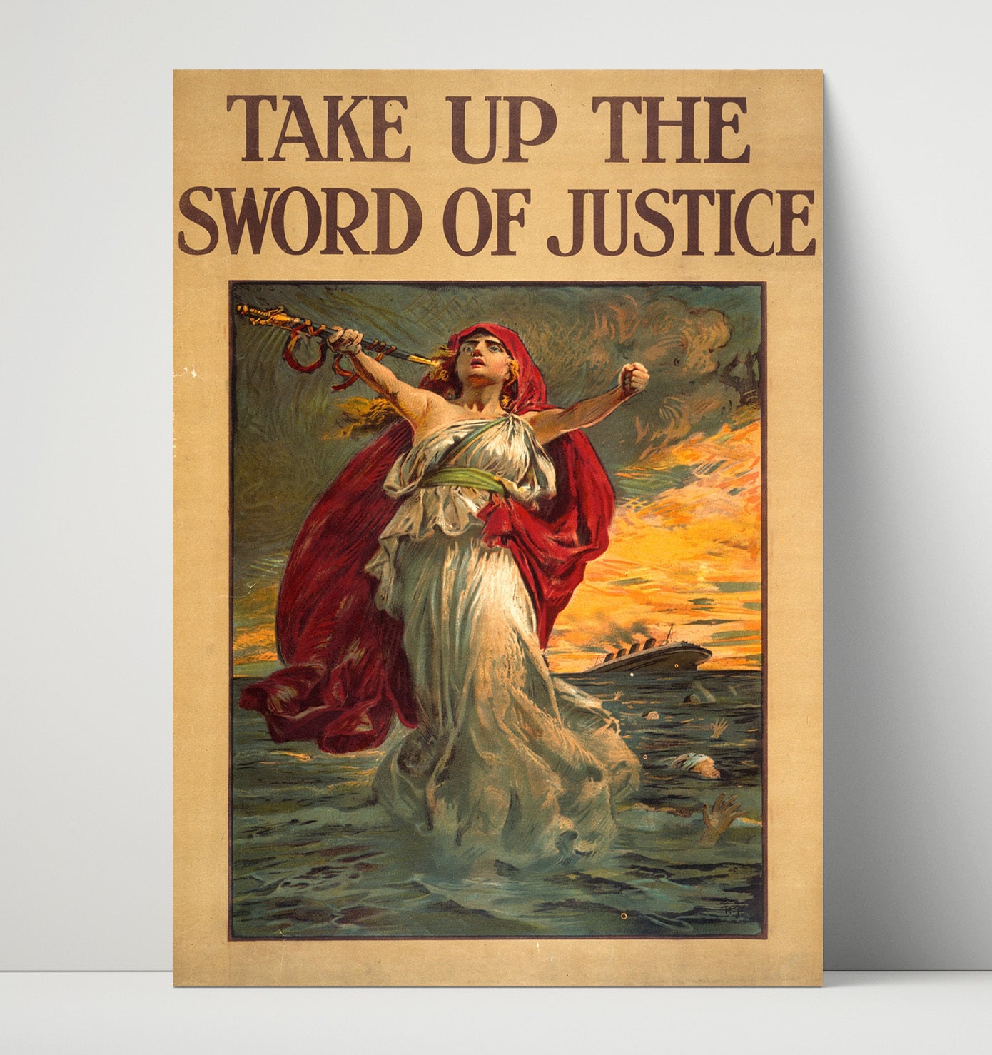 Take Up The Sword of Justice war poster wall art 16x20 Unframed Print