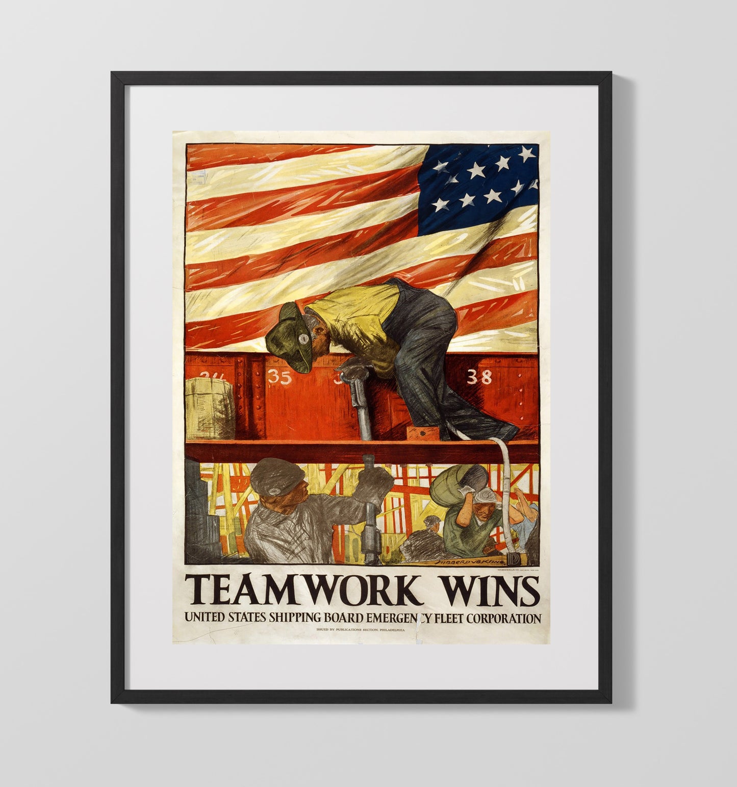 Teamwork Wins war poster wall art 16x20 Gallery Frame
