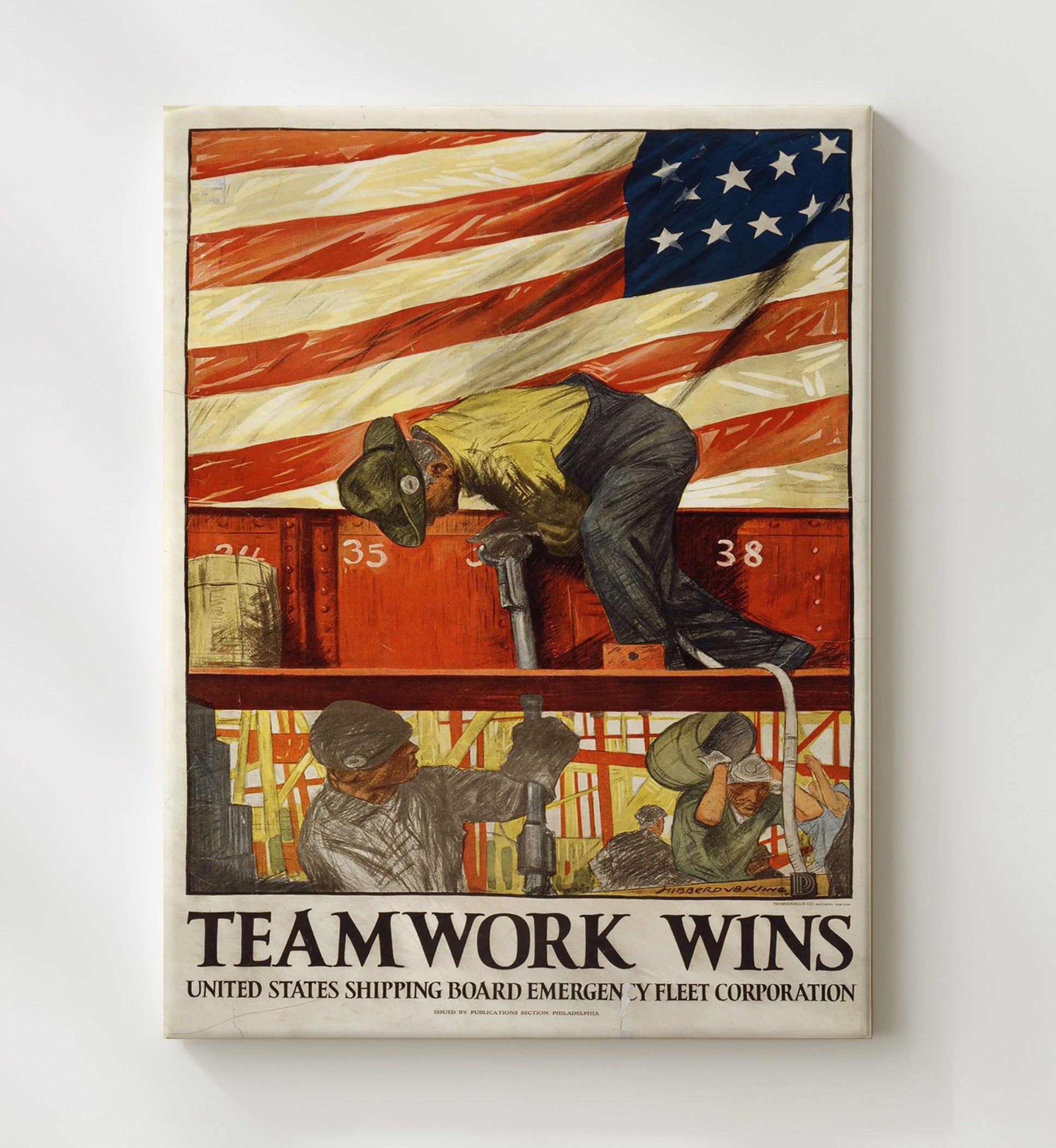 Teamwork Wins war poster wall art 20x24 Canvas