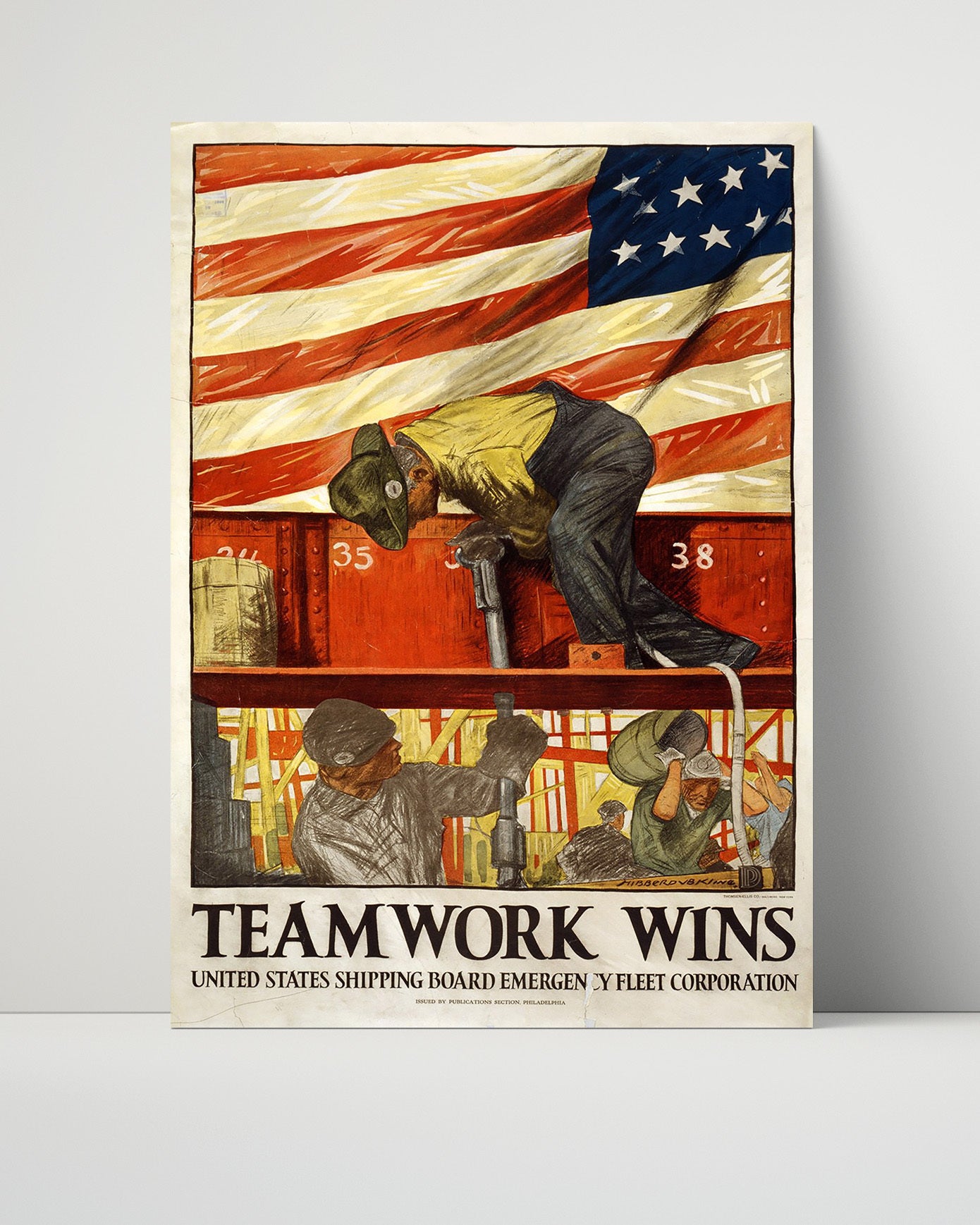Vintage War Poster - Team Work Wins