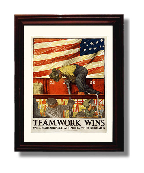 Vintage War Poster - Team Work Wins
