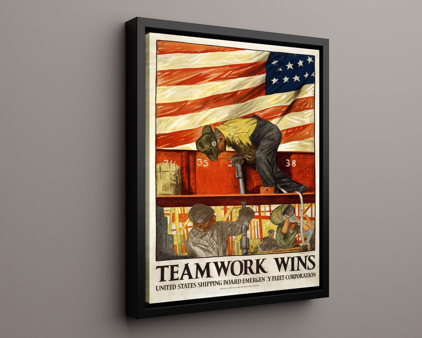 Vintage War Poster - Team Work Wins