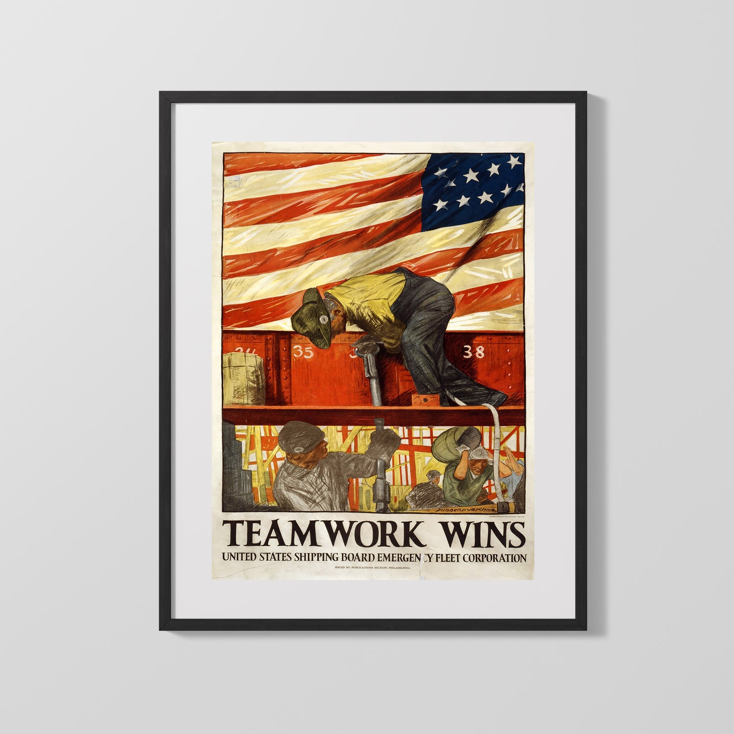Vintage War Poster - Team Work Wins