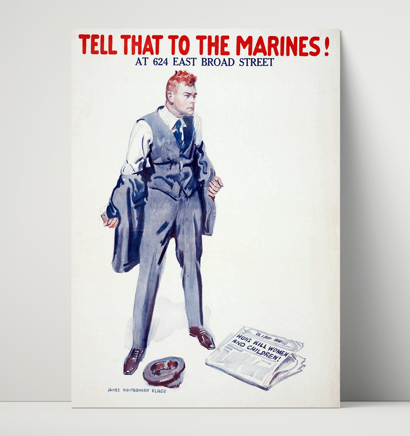 Vintage War Poster - Tell That To The Marines Vintage War Wall Art - 16x20 Unframed Print