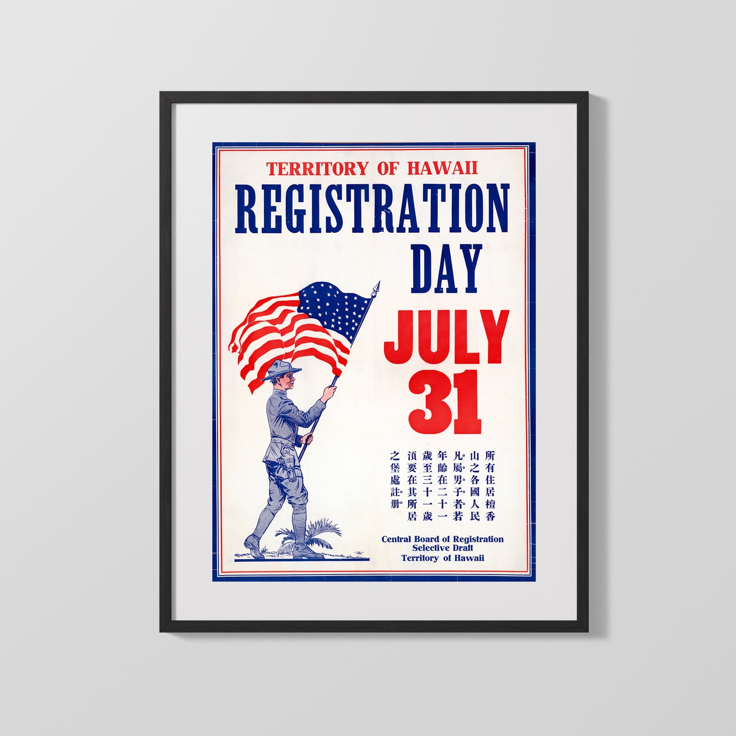 Vintage War Poster - Territory of Hawaii Registration Day