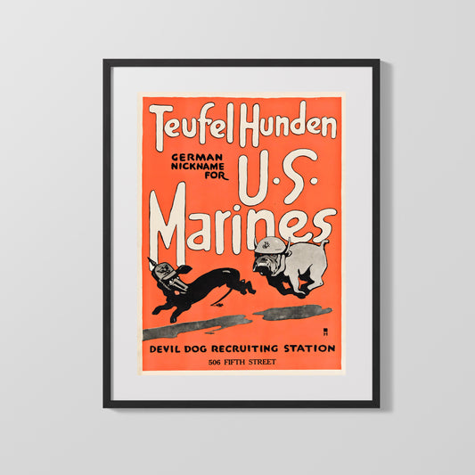 Vintage War Poster - Teufel Hunden Marines - Devil Dogs