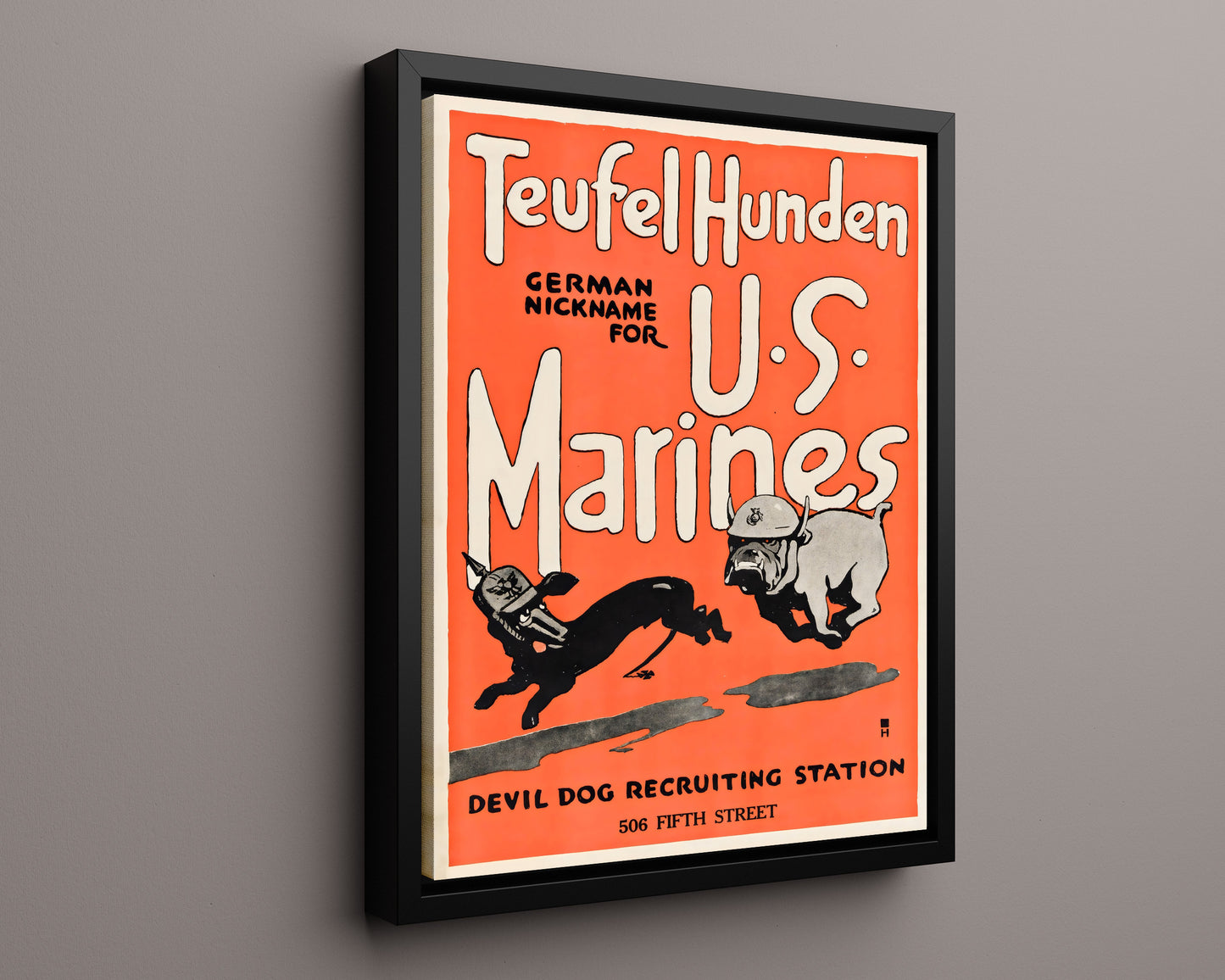 Vintage War Poster - Teufel Hunden Marines - Devil Dogs