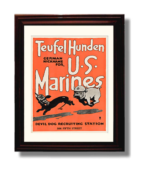 Vintage War Poster - Teufel Hunden Marines - Devil Dogs