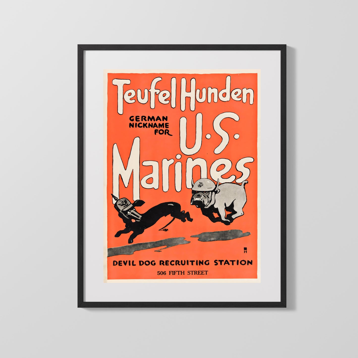 Vintage War Poster - Teufel Hunden Marines - Devil Dogs