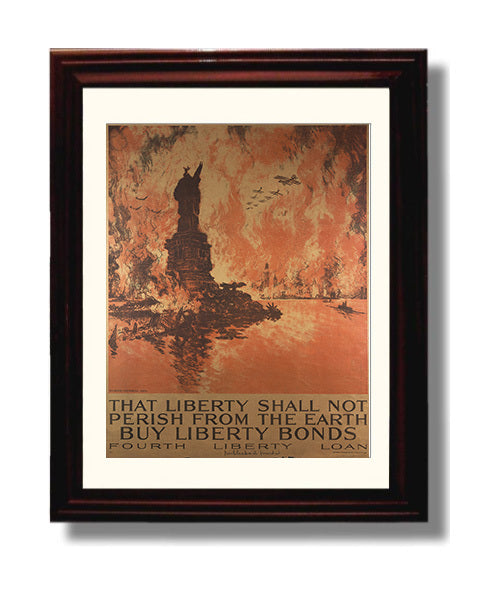 Vintage War Poster - That Liberty Shall Not Perish so Buy Liberty Bonds Vintage War Wall Art - 8x10 Beveled Frame