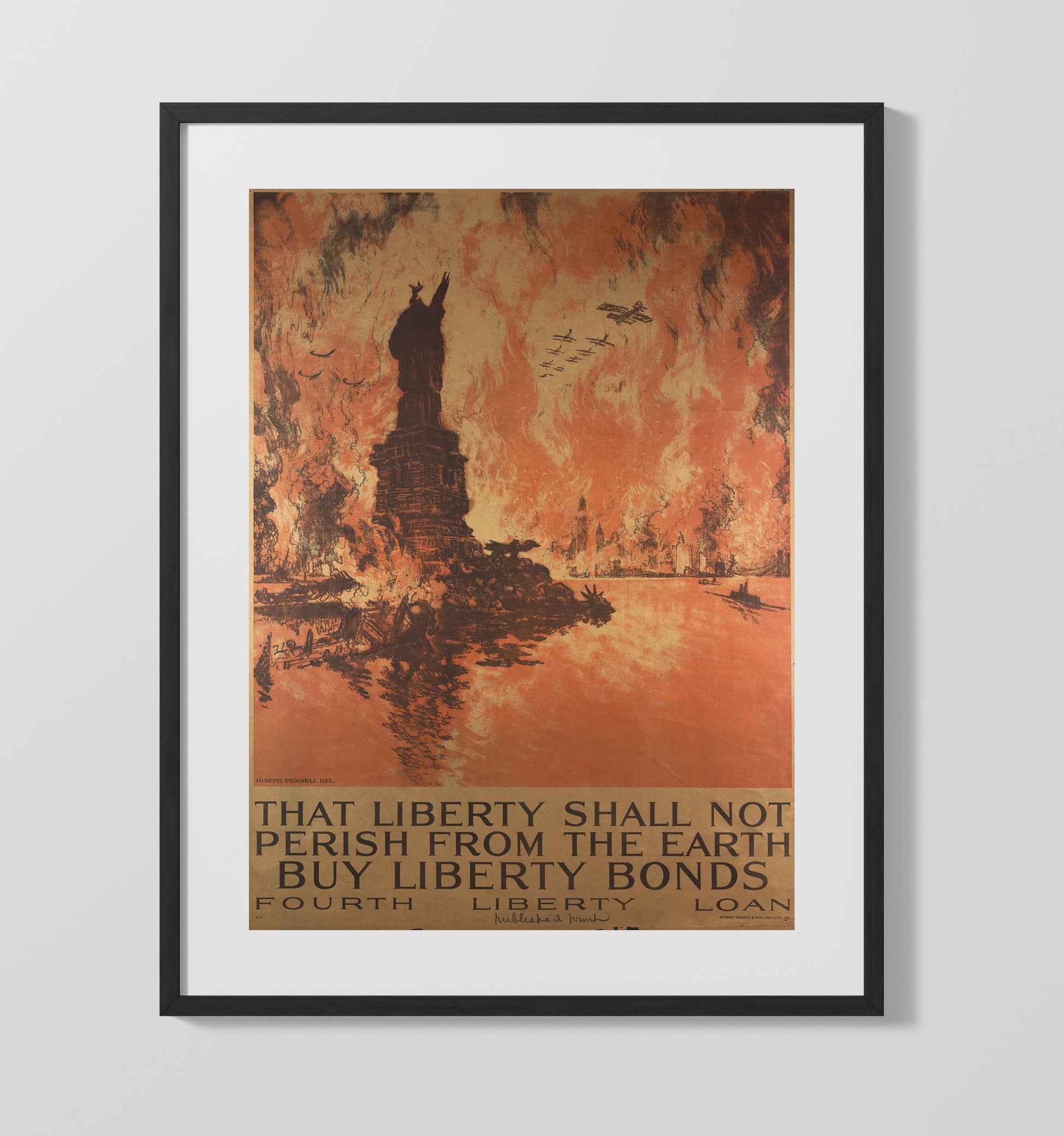 Vintage War Poster - That Liberty Shall Not Perish so Buy Liberty Bonds Vintage War Wall Art - 16x20 Gallery Frame
