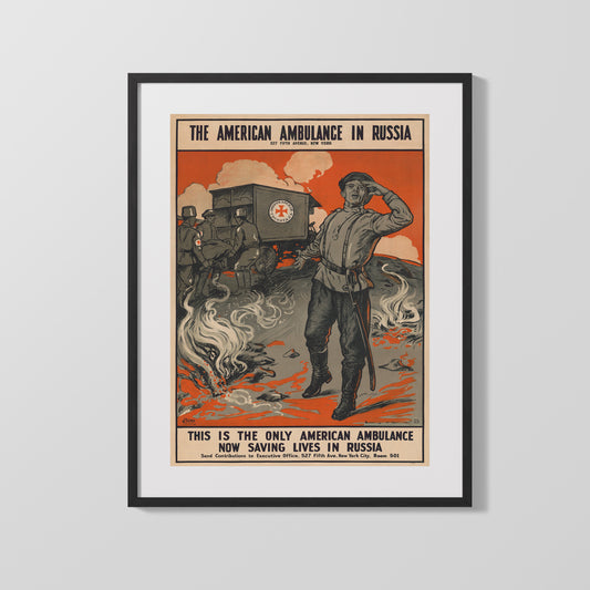 Vintage War Poster - The American Ambulance In Russia