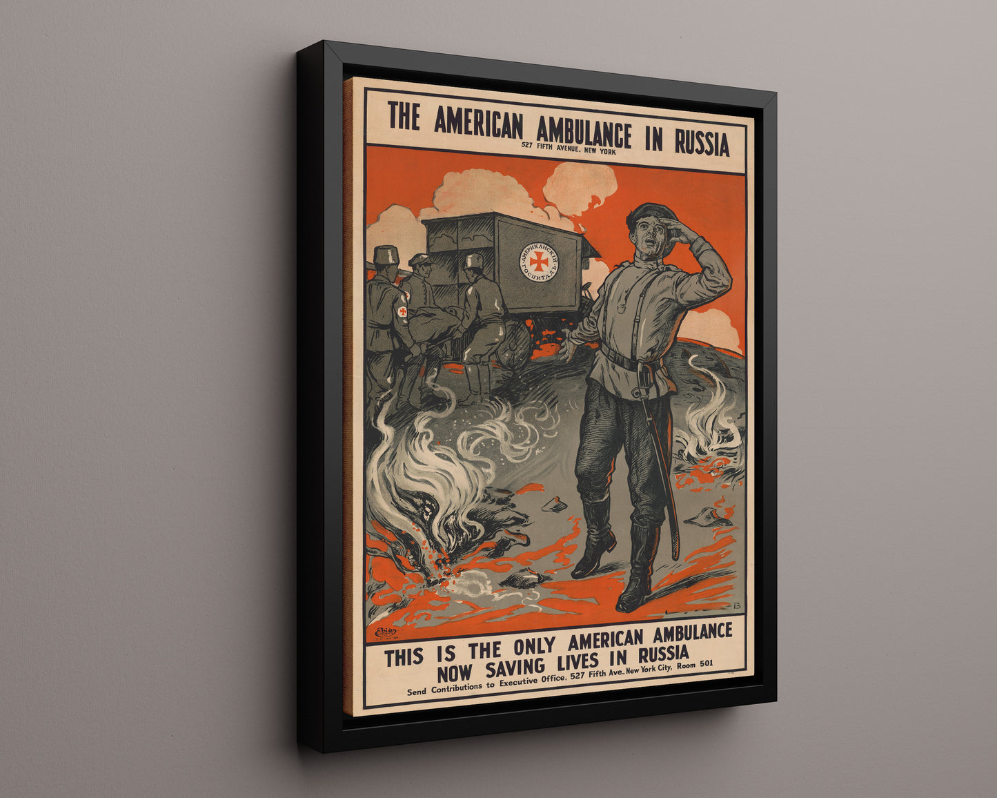 Vintage War Poster - The American Ambulance In Russia
