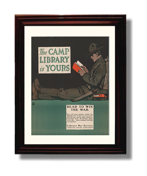 Vintage War Poster - The Camp Library Is Yours so Read to Win The War