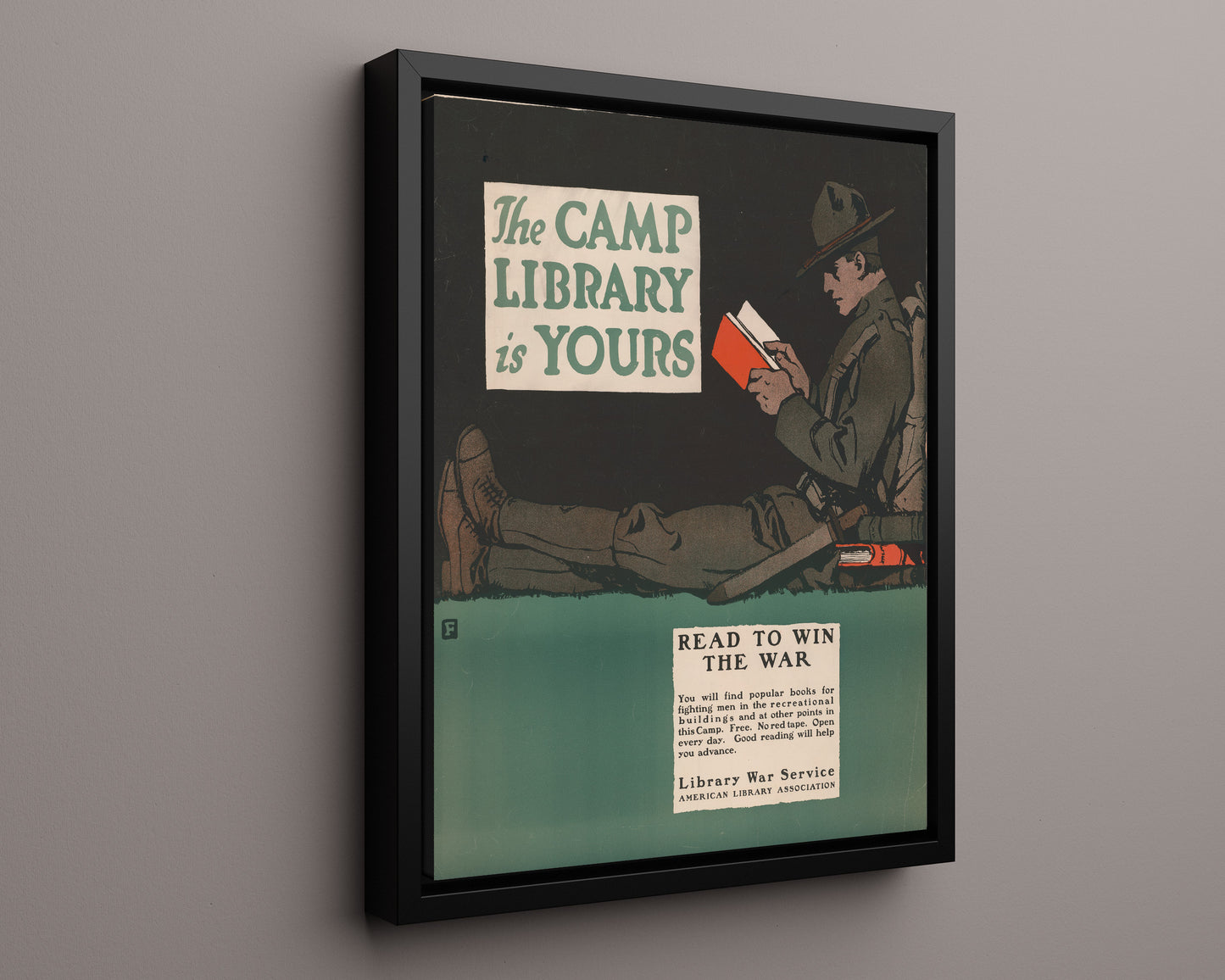 Vintage War Poster - The Camp Library Is Yours so Read to Win The War