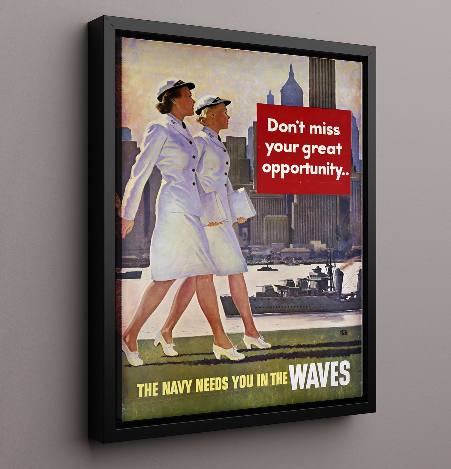 The Navy Needs You In The Waves war poster wall art 16x20 Framed Canvas