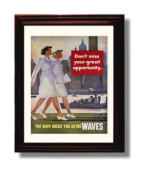 The Navy Needs You In The Waves war poster wall art 8x10 Beveled Frame