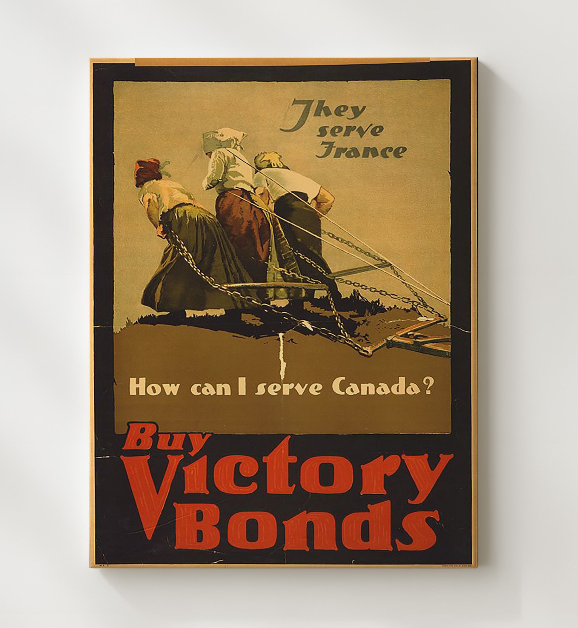 Vintage War Poster - They Serve France Vintage War Wall Art - 20x24 Canvas
