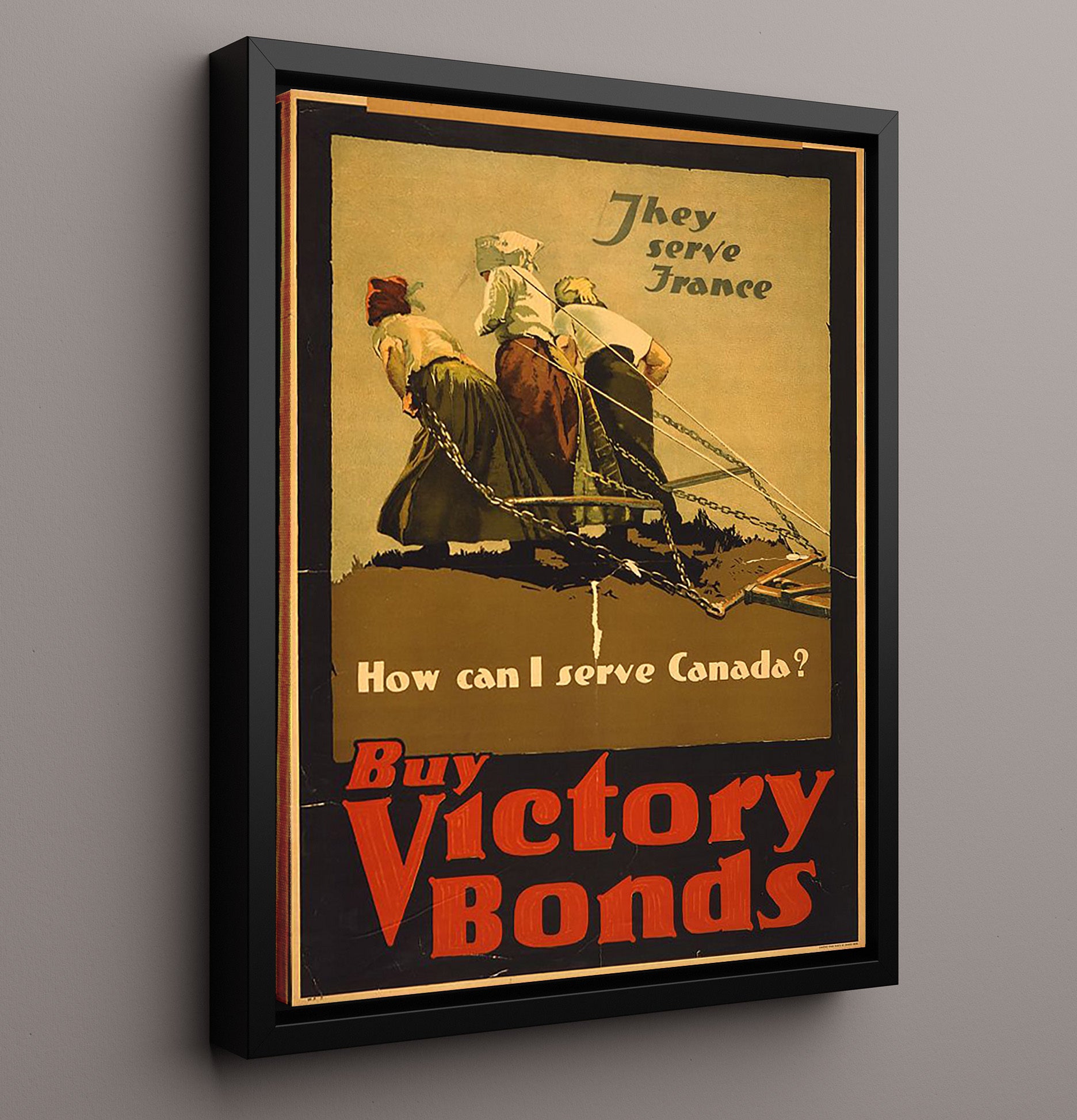 Vintage War Poster - They Serve France Vintage War Wall Art - 16x20 Framed Canvas