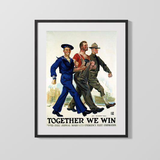 Vintage War Poster - Together We Winwith- Emergency Fleet Corporation