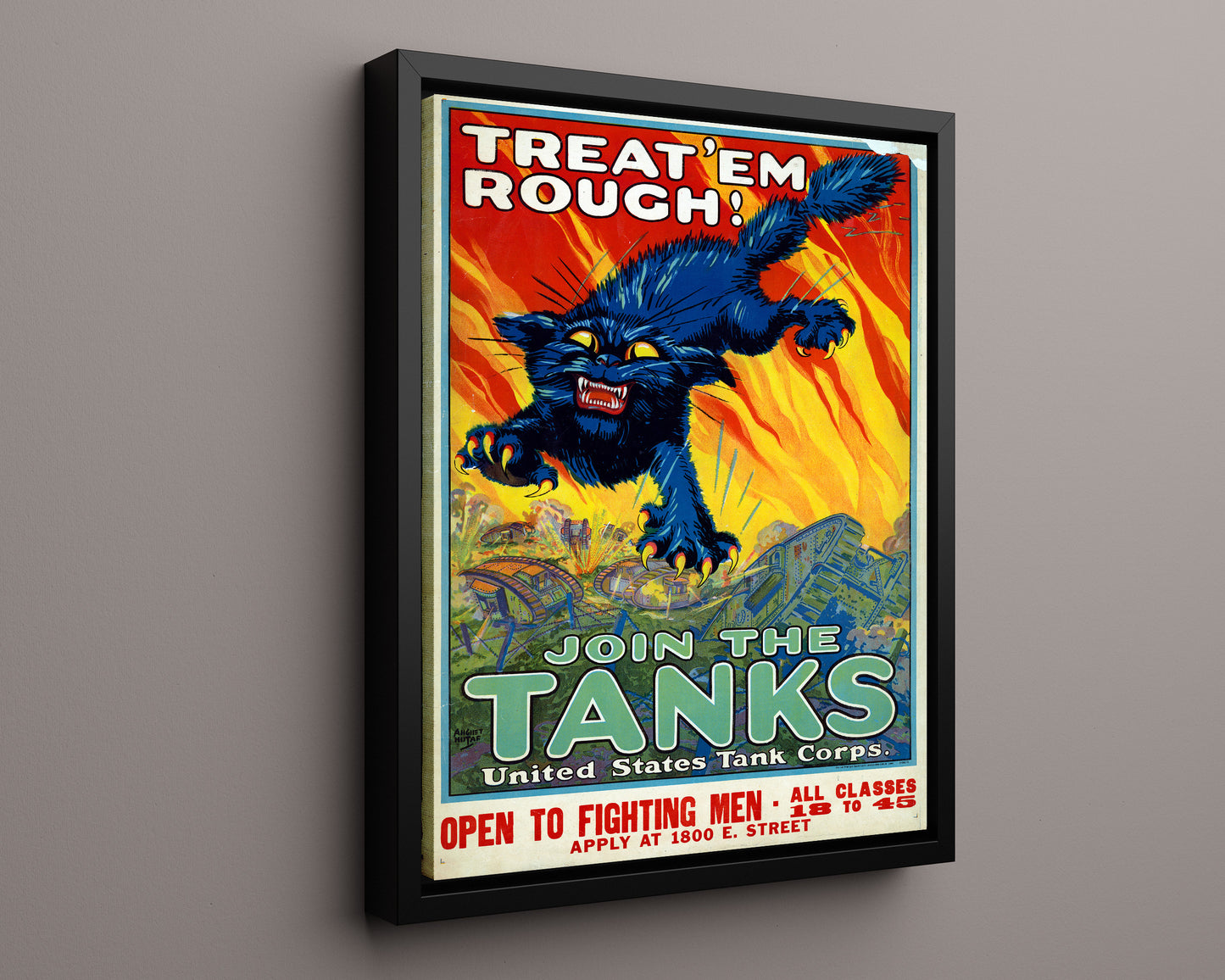 Vintage War Poster - Treat Em Rough and Join the Tanks