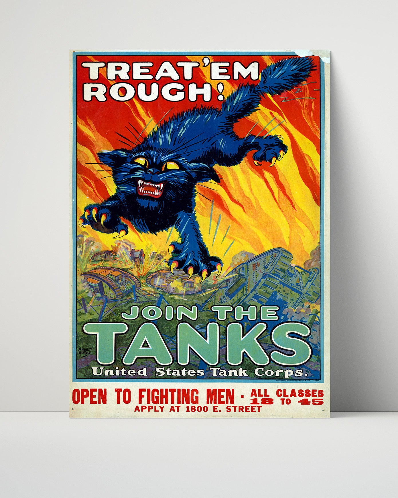 Vintage War Poster - Treat Em Rough and Join the Tanks