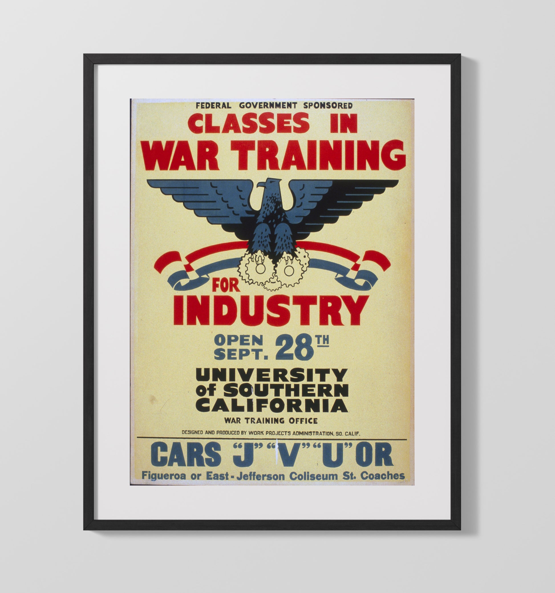 USC Classes for War Training war poster wall art 16x20 Gallery Frame